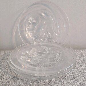 Nuutajarvi Oiva Toikka "Pioni" Glass Dessert/Salad/Side Plates, Set of 4, VGC